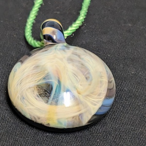 Handmade Silver Fumed Glass Galaxy Pendant: Steel Wool & Blue Caramel