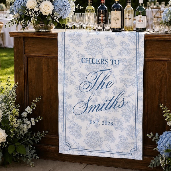 Custom Unique Timeless Wedding Bar Sign, Fabric Bar Menu Banner, Linen Strip Welcome Sign, Personalized Name Date, Romantic Ceremony Gift