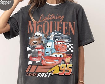 Vintage Lightning McQueen Comfort Colors Shirt, Disney Pixar Cars Shirt, Retro McQueen Graphic Tee, Disney Family Vacation Trip Shirt