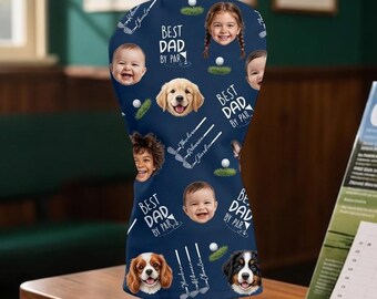 Personalized Photo Baby Face Golf Head Cover, Personalized Golf Gift for Dad with Kids Names Father's Day, Golfer for Cool Dad Club Golf