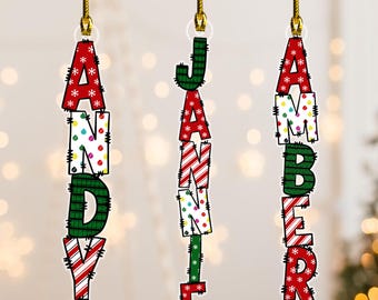 Custom Gingerbread Letter Ornament with Name,Christmas Tag for Stockings,Christmas Tree Decor,Christmas Ornaments for Family,Kids Ornament