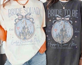 Personalized Disney Castle Bride Coquette Bow Shirt, Disney Bachelorette Party Shirt, Bride Pink Shirt, Bridal Shower Gift, Disney Bride Tee