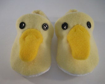 KIDS INFANTS BOYS GIRLS SLIP ON FLUFFY SLIPPERS NOVELTY DUCK EASTER CHICK