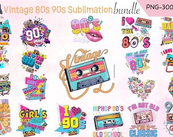 90s Retro PNG Clipart Bundle: Vintage Sublimation Graphics (Digital Download)