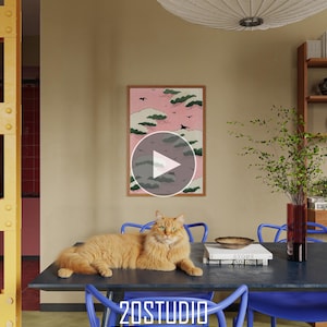 Video mockup with animation, 1 frame mockup, video frame mockup, print frame mockup, digital art mockup, print mockup at home interior