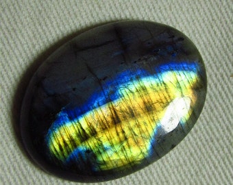 Oval shape Cabochon Huge size LABRADORITE 19x35 mm Gorgeous Strong Blue Fire New Madagascar