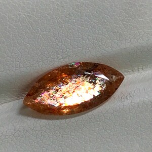 SUNSTONE Truly High Quality Natural Golden Color Full Flash Fire Faceted Fine Cut Stone Huge Size 7.5x15.5 mm Height 4.5 mm image 5