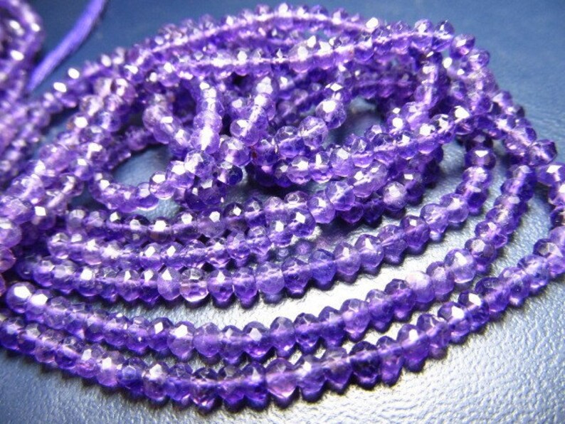 2 strand  nice quality gorgeous colour amethyst  micro feceted rondells beads size 4mm length 14 inches