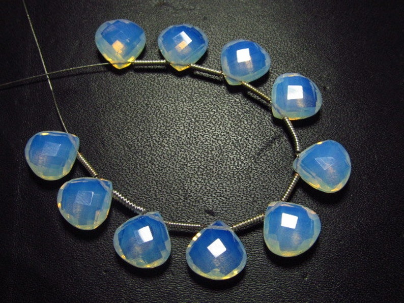 Faceted Heart Briolettes amazing Gorgeous sparkle Huge Size 10x10 mm Brand New 5 Matched Pairs Opalite Quartz