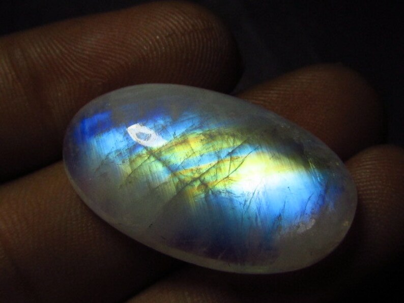 Rainbow Moonstone High Quality Gorgeous Rainbow Fire Strong Flash Oval shape Cabochon 16x28 mm Huge Size