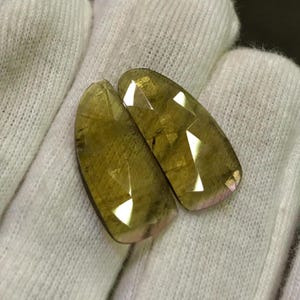 Watermelon Tourmaline Pair – Rose Cut Gemstones, 11x23 mm