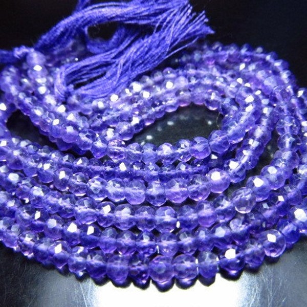 AAA So  Gorgeous  High Quality Amazing  Nice Purple Colour Nice Clean  Amethyst - Micro Faceted  Rondell Beads - Size 4 MM 14 Inches