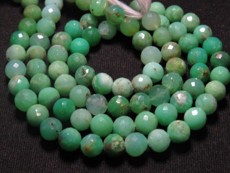 14 inches CHRYSOPHRASE Micro Faceted Round Balll Beads super Sparkle size 6 mm approx So Gorgeous Quality Natural Green