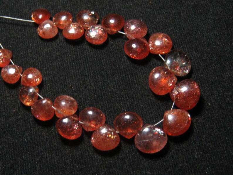 High Quality So Gorgeous Smooth Polished Heart Shape Briolettes Amazing Strong Full Flash Fire size 7-10 mm 25 pcs SUNSTONE AAAAA