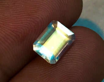 Rainbow Moonstone - Best Grade High Quality Eye Clean fine Cut Faceted - Amazing Blue Flash Fire Size - 6x7.70 mm  Height - 4 mm