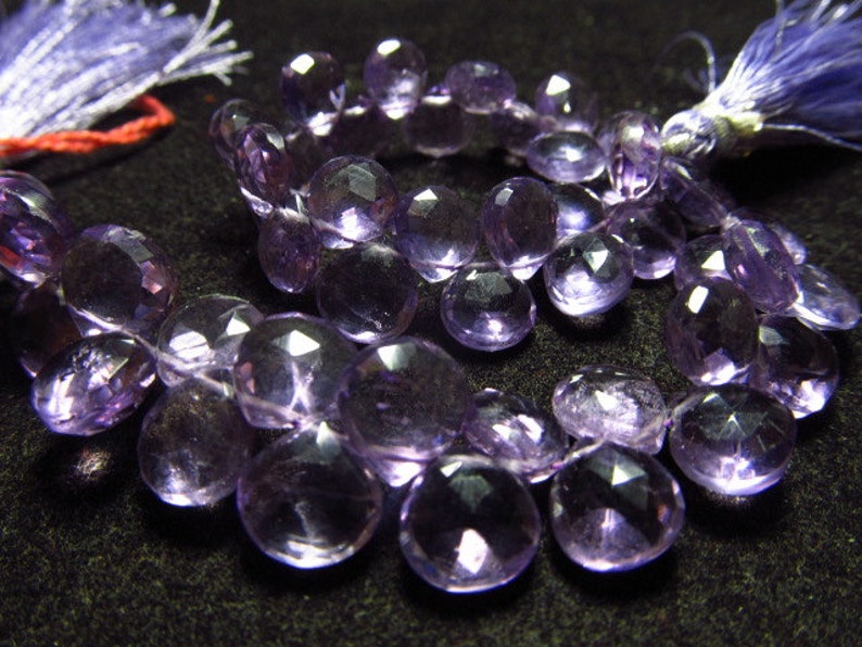 7-8 mm approx PINK AMETHYST Quality 8 inches Strand AAA Gorgeous Faceted Heart Briolett Huge size