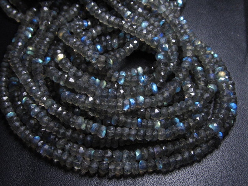 AAA High Quality Gorgeous Full Flashy Fire Labradorite Super Sparle Micro Faceted Rondell Beads size 3-3.5 mm 10 strand x 14 inches
