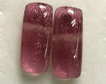 TOURMALINE - Perfect Matched Pair - So beautiful Natural Pink Bio Color From Brazil -Nice Transparent perfect For Jewellery - size 10x23 mm