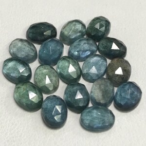 Moss Aquamarine Rose Cut Cabochons: Faceted Oval Gemstones (4x6 mm - 10 pcs)