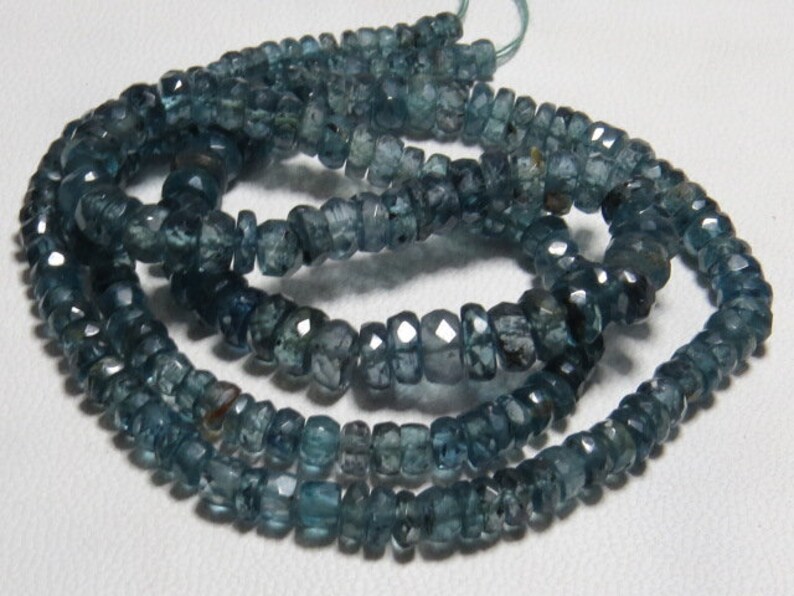16 inches Long High Quality Natural Green Color Micro Faceted Rondelle Beads super sparkle size 3-5.5 mm Kyanite Green AAA