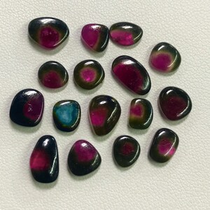 Watermelon Tourmaline Slices: Polished Gemstone Mix (5x7 - 6x11 mm)