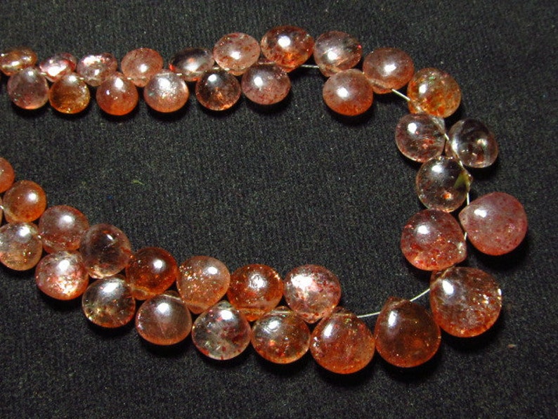 High Quality So Gorgeous Smooth Polished Heart Shape Briolettes Amazing Strong Full Flash Fire size 7-10 mm 25 pcs SUNSTONE AAAAA