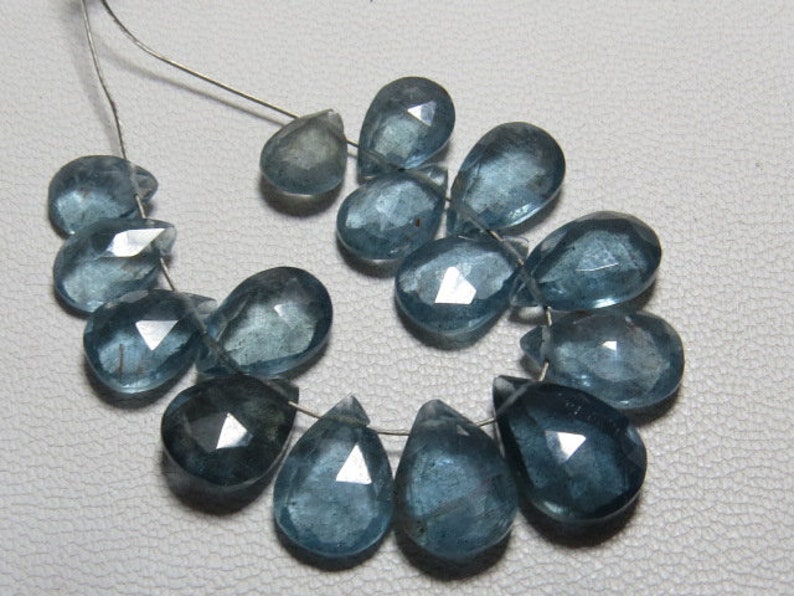 Size Truly Awesome Amazing Quality AAAA 15 pcs Moss AQUAMARINE 7-11 mm Long Approx 18.45 cts Faceted Pear Briolett