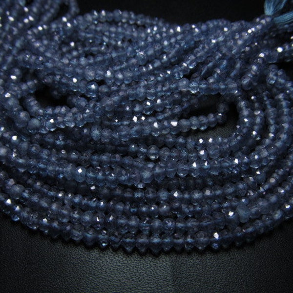 14 Inches FULL STRAND Very Fine QUALITY  Tanzanite Blue Mystic Quartz Micro - Faceted Rondell beads   - Size 4 mm APprox