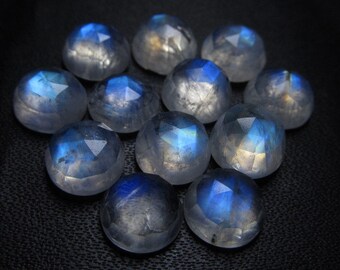 8mm - 10 pcs - AAA high Quality Rainbow Moonstone Super Sparkle Rose Cut Faceted Round -Each Pcs Full Flashy Gorgeous Fire