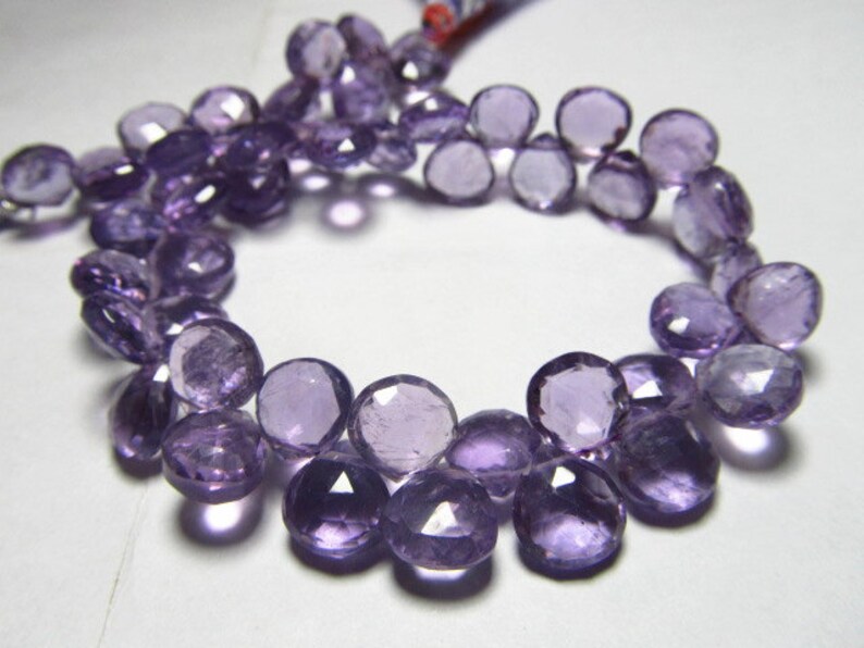 7-8 mm approx PINK AMETHYST Quality 8 inches Strand AAA Gorgeous Faceted Heart Briolett Huge size