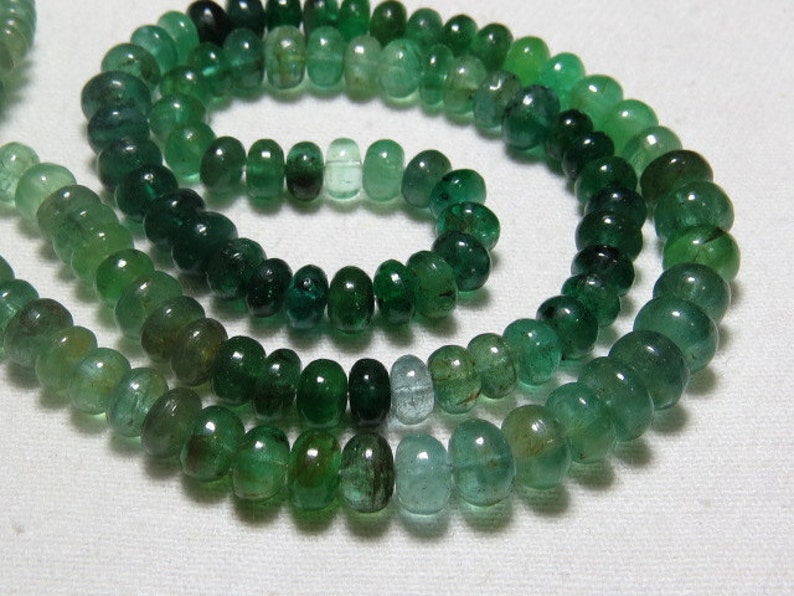 AAAA High Quality Shaded Smooth Polished Rondell Beads Huge Size 5-6 mm approx 16 Inches Full Strand EMERALD