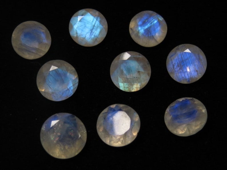 AAA Rainbow MOONSTONE High Quality So Gorgeous Round Cut Stone Super Sparkle Full Blue Flashy Fire size 14x14 mm 5 pcs