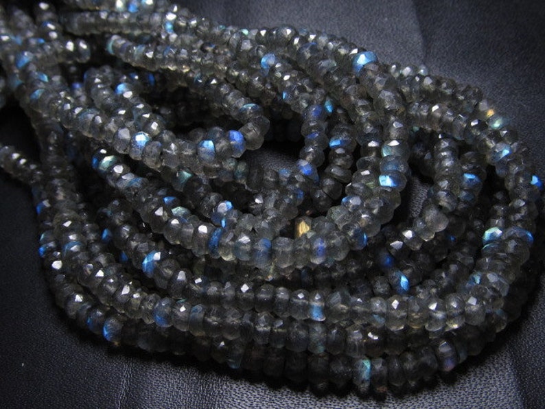 AAA High Quality Gorgeous Full Flashy Fire Labradorite Super Sparle Micro Faceted Rondell Beads size 3-3.5 mm 10 strand x 14 inches