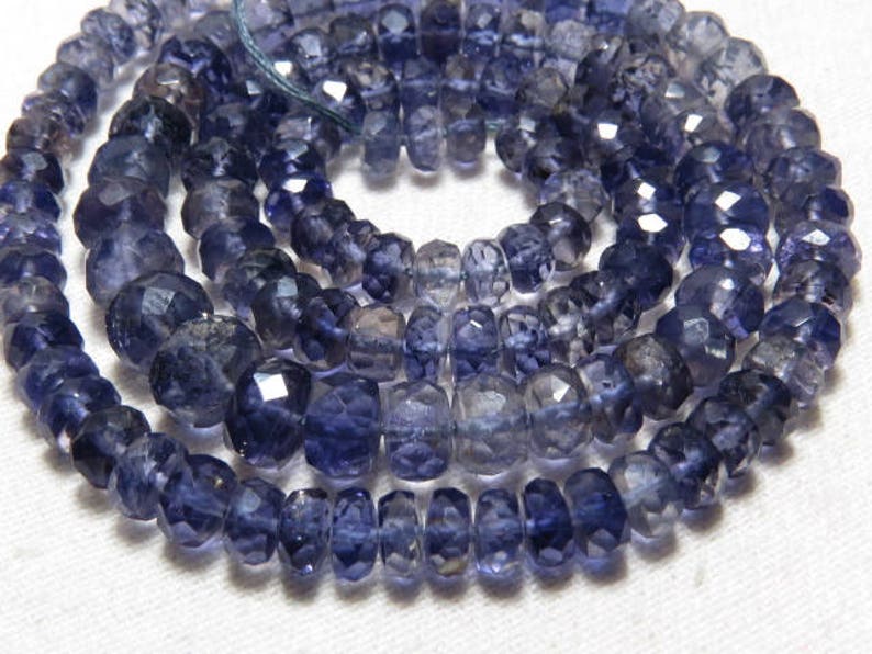 Good Quality 16 Long Natural Blue Iolite Heishi Beads,Smooth Square Beads,Iolite Beads Size 4-4.5 MM Gemstone Beads Smooth Blue Heishi Bead
