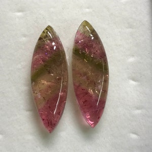 TOURMALINE Perfect Matched Pair So beautiful Natural Pink Bio Color From Brazil Nice Transparent perfect For Jewellery size 9x26 mm image 1