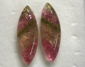 TOURMALINE - Perfect Matched Pair - So beautiful Natural Pink Bio Color From Brazil -Nice Transparent perfect For Jewellery - size 9x26 mm