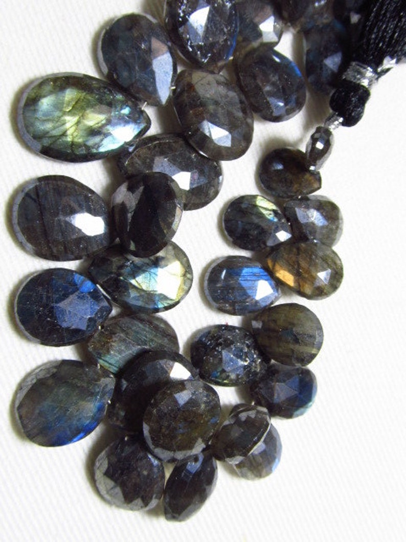 174 Crt LABRADORITE 8-17 mm Mystick Coatted Faceted Pear Briolettes Super Sparkle Nice Multy Flashy Fire Huge Size 8 inches