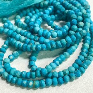Turquoise Sleeping Beauty Colour Faceted Rondelle Beads so Nice colour size - 3.5 - 4 mm - 14 inches Long strand