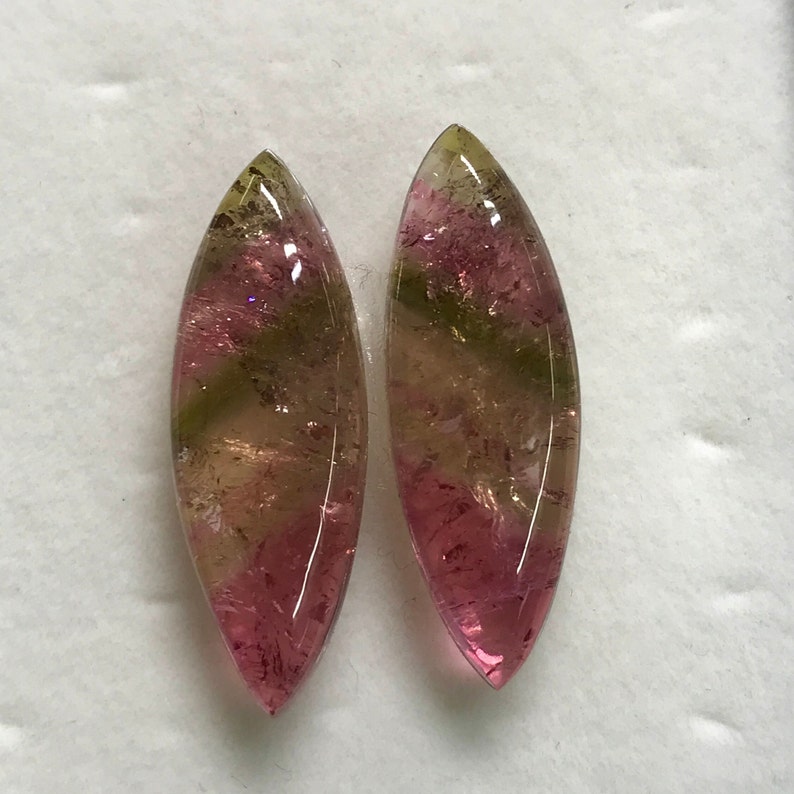 TOURMALINE Perfect Matched Pair So beautiful Natural Pink Bio Color From Brazil Nice Transparent perfect For Jewellery size 9x26 mm image 2