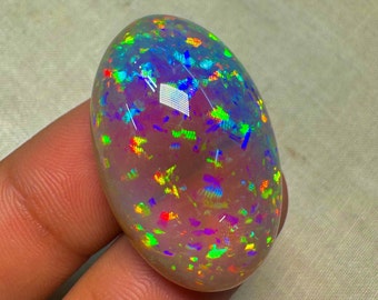 OPAL Welo Ethiopian - Rare Unique Pcs Best Quality -  Full Flash Galaxy Pin Fire - Oval Shape Cabochon  Size - 21x33.5 mm Height- 12