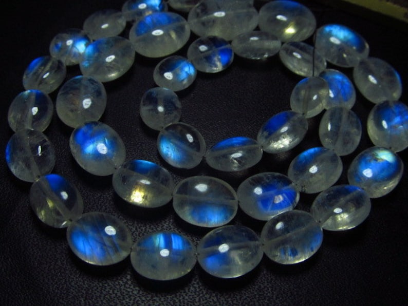 Smooth Oval Briolett Rainbow Blue Fire huge size 6.5x9-10.5x14 mm 39 pcs AAAA Rainbow MOONSTONE High Quality So Gorgeous Awesome