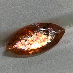 SUNSTONE Truly High Quality Natural Golden Color Full Flash Fire Faceted Fine Cut Stone Huge Size 7.5x15.5 mm Height 4.5 mm image 2