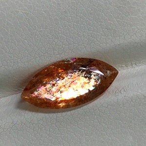 SUNSTONE Truly High Quality Natural Golden Color Full Flash Fire Faceted Fine Cut Stone Huge Size 7.5x15.5 mm Height 4.5 mm image 4