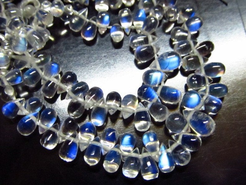 AAAA High Quality Rainbow Moonstone Amazing Clear Smooth Tear Drops Briolett Sizs 3x4 5x7 mm approx 51 pcs image 5