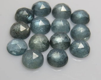 MOSS AQUAMARINE -  So Gorgeous High Quality Natural Color - Rose Cut Faceted Round Shape  Cabochon  size - 5 mm - 10 pcs