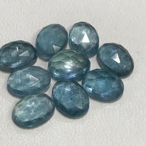 MOSS AQUAMARINE -  So Gorgeous High Quality Natural Color - Rose Cut Faceted Oval Shape  Cabochon  size - 8x10 mm - 10 pcs