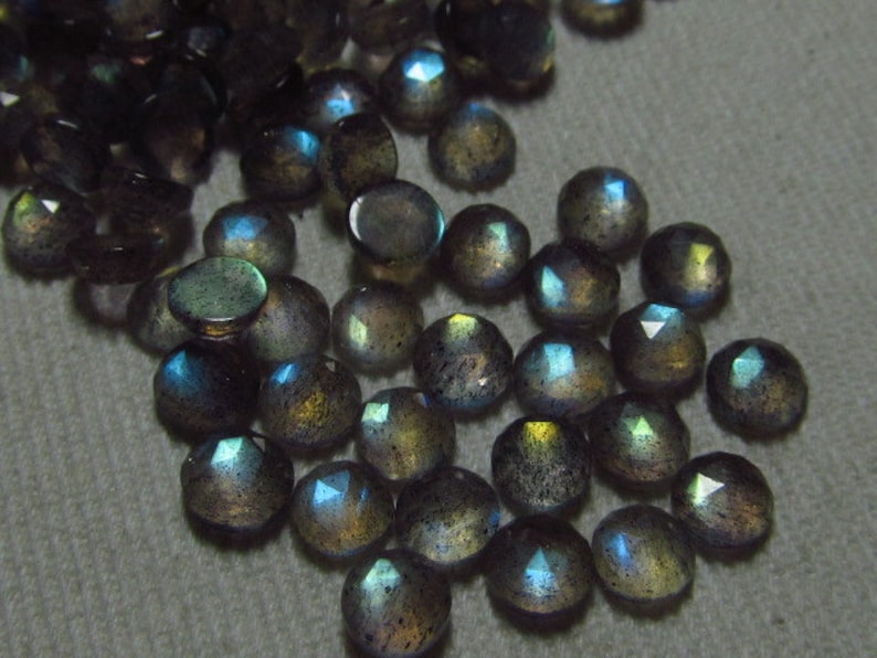 High Quality Full Blue Multy Flashy Fire Rose Cut Cabochon size 5x5 mm AAAAA 75 Pcs Wholesale Lot LABRADORITE