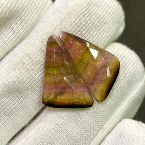 Watermelon Tourmaline Pair – Rose Cut Teardrop Gemstones, 15x25 mm