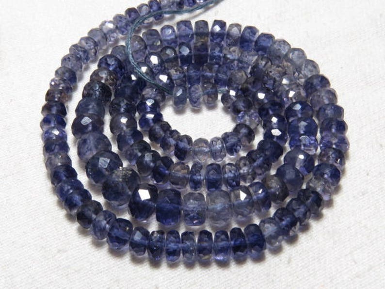 Good Quality 16 Long Natural Blue Iolite Heishi Beads,Smooth Square Beads,Iolite Beads Size 4-4.5 MM Gemstone Beads Smooth Blue Heishi Bead