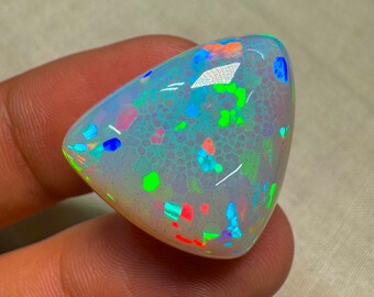 OPAL Welo Ethiopian - Rare Unique Pcs Best Quality -  Full Flash Galaxy Pin Fire -  Trillion Shape Cabochon  Size - 21x24 mm Height- 11.5